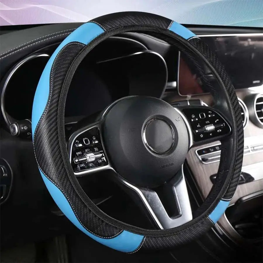 1 Piece of Car Steering Wheel Cover Accessory, Breathable and Anti Slip PU Leather Steering Wheel Cover, Suitable for 37-38cm Se