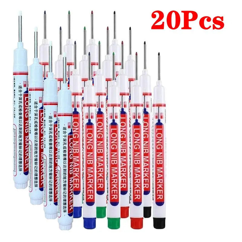 1-40PCS 20mm Deep Hole Long Nib Head Markers For Metal Perforating Pen Waterproof Bathroom Woodworking Decoration Multi-Purpose