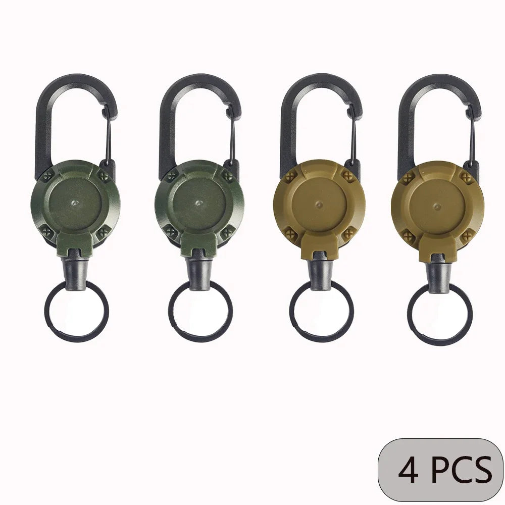 1/2/4pcs Extendable Retractable Holders Keychain Badge Reels Heavy Duty Clip With Carabiner Key Chain For Men Outdoor Bags