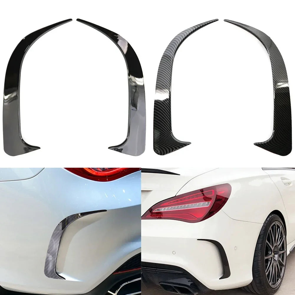 1 Pair ABS Carbon Fiber Look Rear Bumper Spoiler Air Vent Cover Side Canard for Mercedes-Benz 45 AMG W117 CLA 200 250 2014-2018