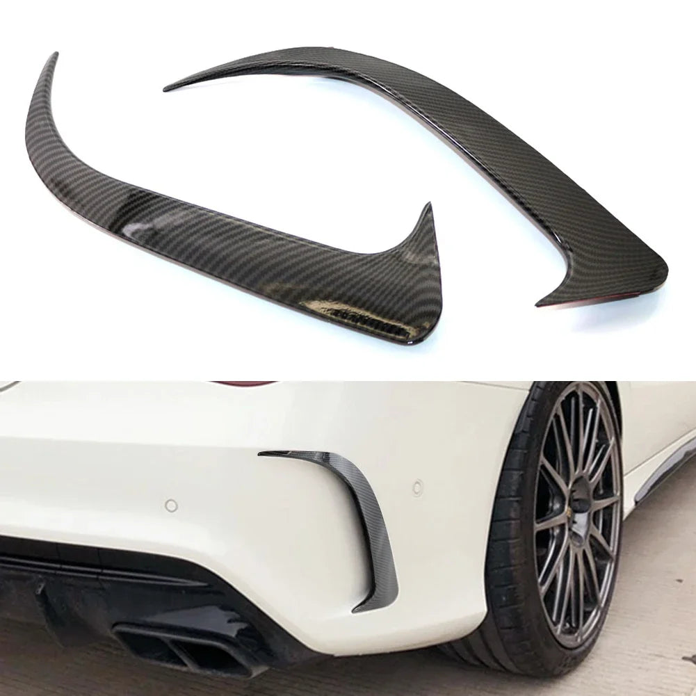 1 Pair ABS Carbon Fiber Look Rear Bumper Spoiler Air Vent Cover Side Canard for Mercedes-Benz 45 AMG W117 CLA 200 250 2014-2018