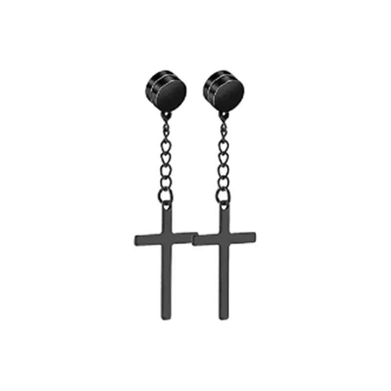 1-10 pairs of men's fashionable ear hole free magnet zircon stainless steel false earring set