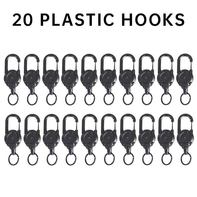 1-20PCS Outdoor Retractable Key Chain Mountaineering Buckle Key Chain Anti-loss Anti-theft High Rebound Metal Easy To Pull